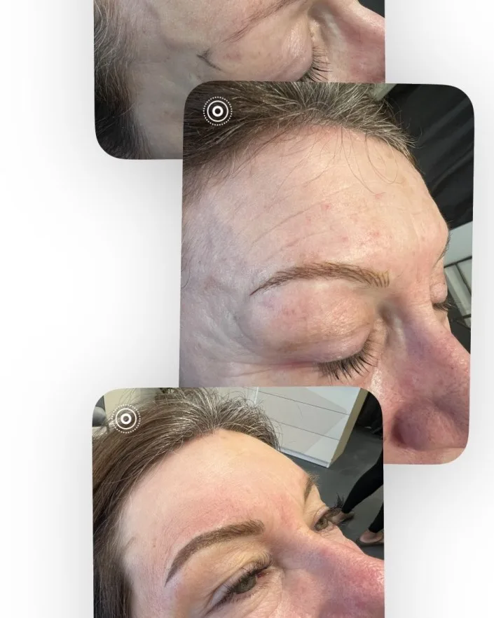 Nano-blading brow tattoo before and after — PMU by Zoma Beauty